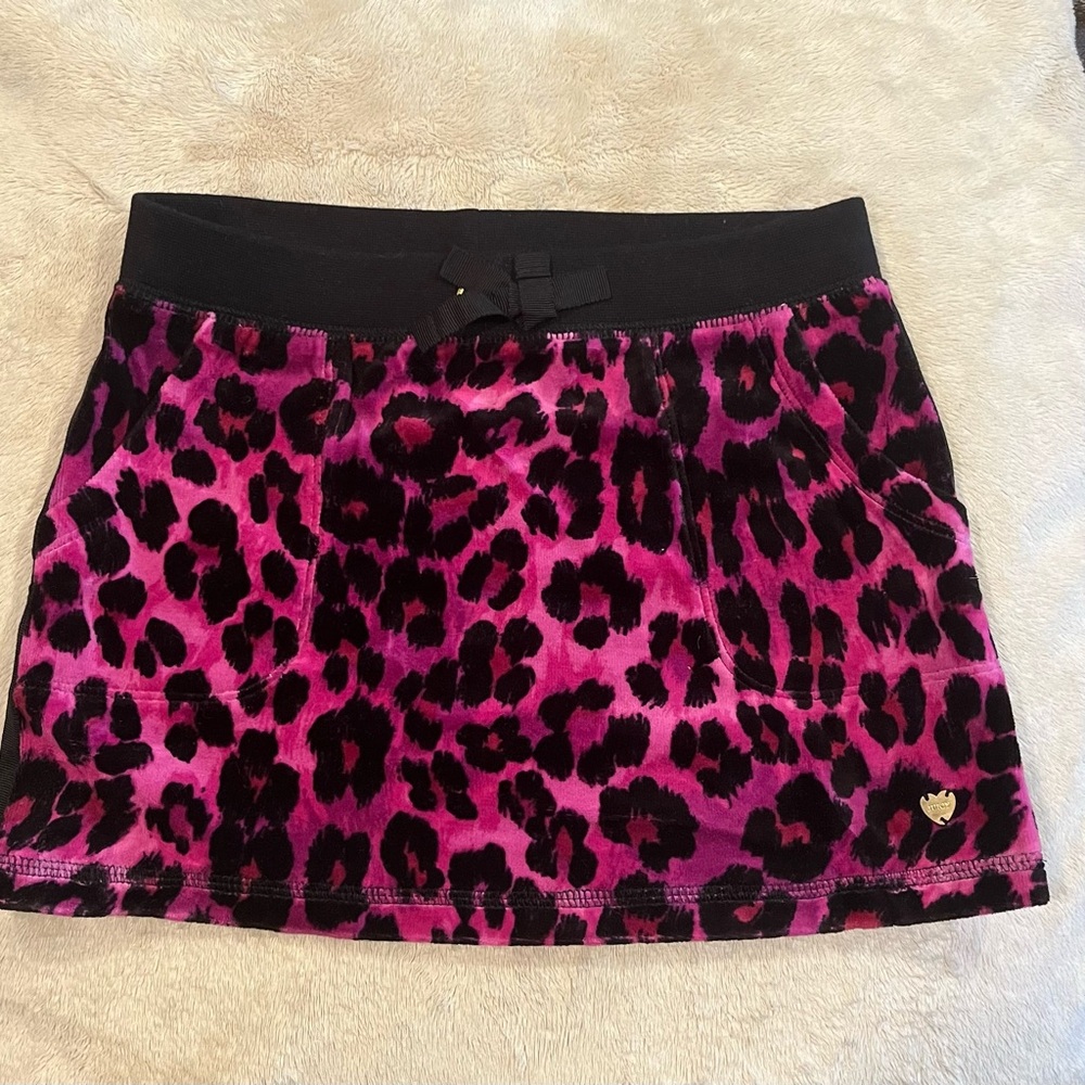 Juicy Couture skirt girls sz 6/7 pink leopard velour